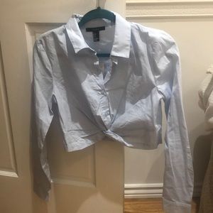 Cropped top button down shirt